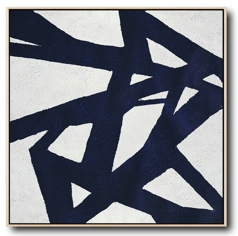 Extra Large Textured Painting On Canvas,Hand Painted Navy Minimalist Painting On Canvas,Original Modern Art,Large Wall Art Handmade